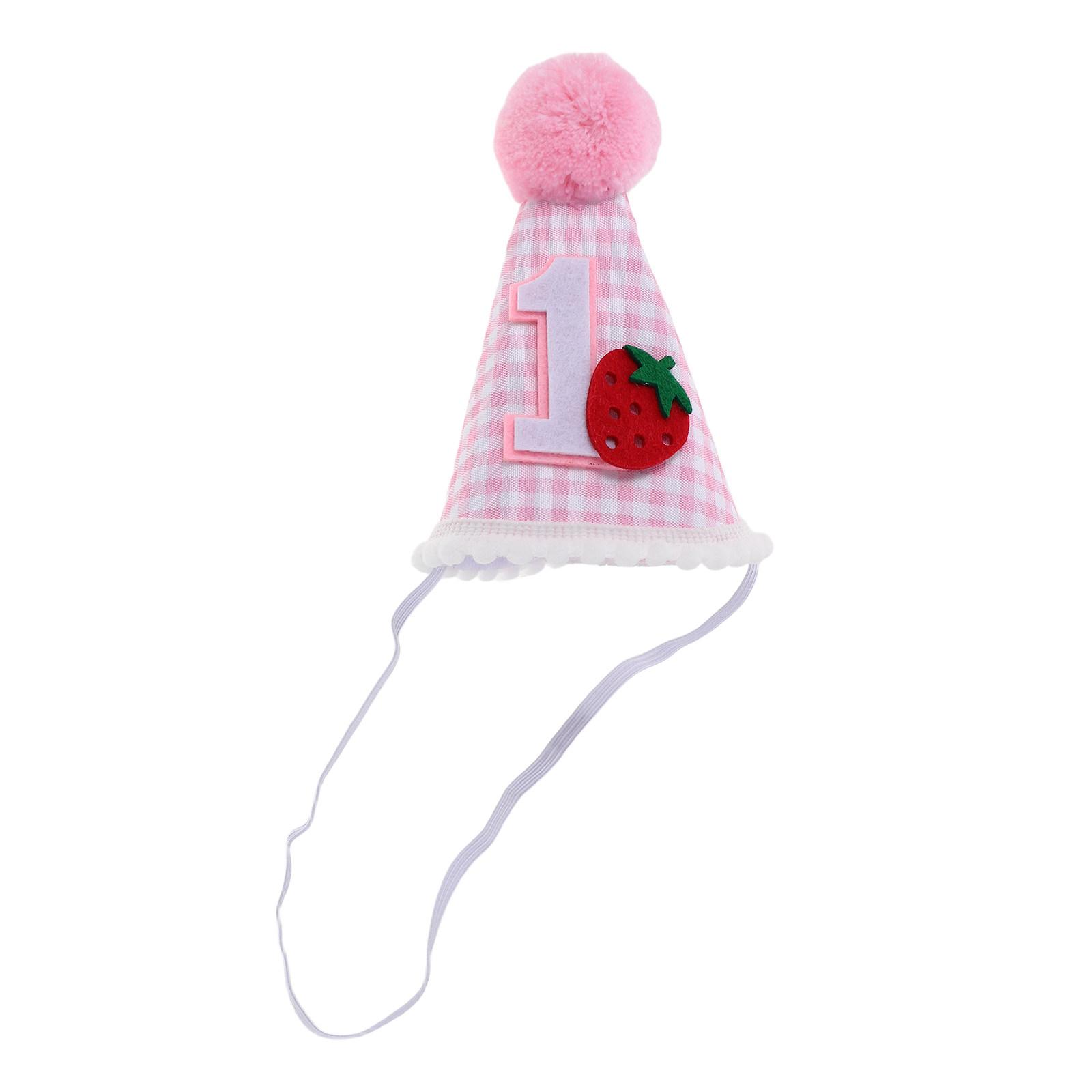 Party Hat Cone - Aardbeienhoedje voor verjaardag, roze, 1e verjaardag,