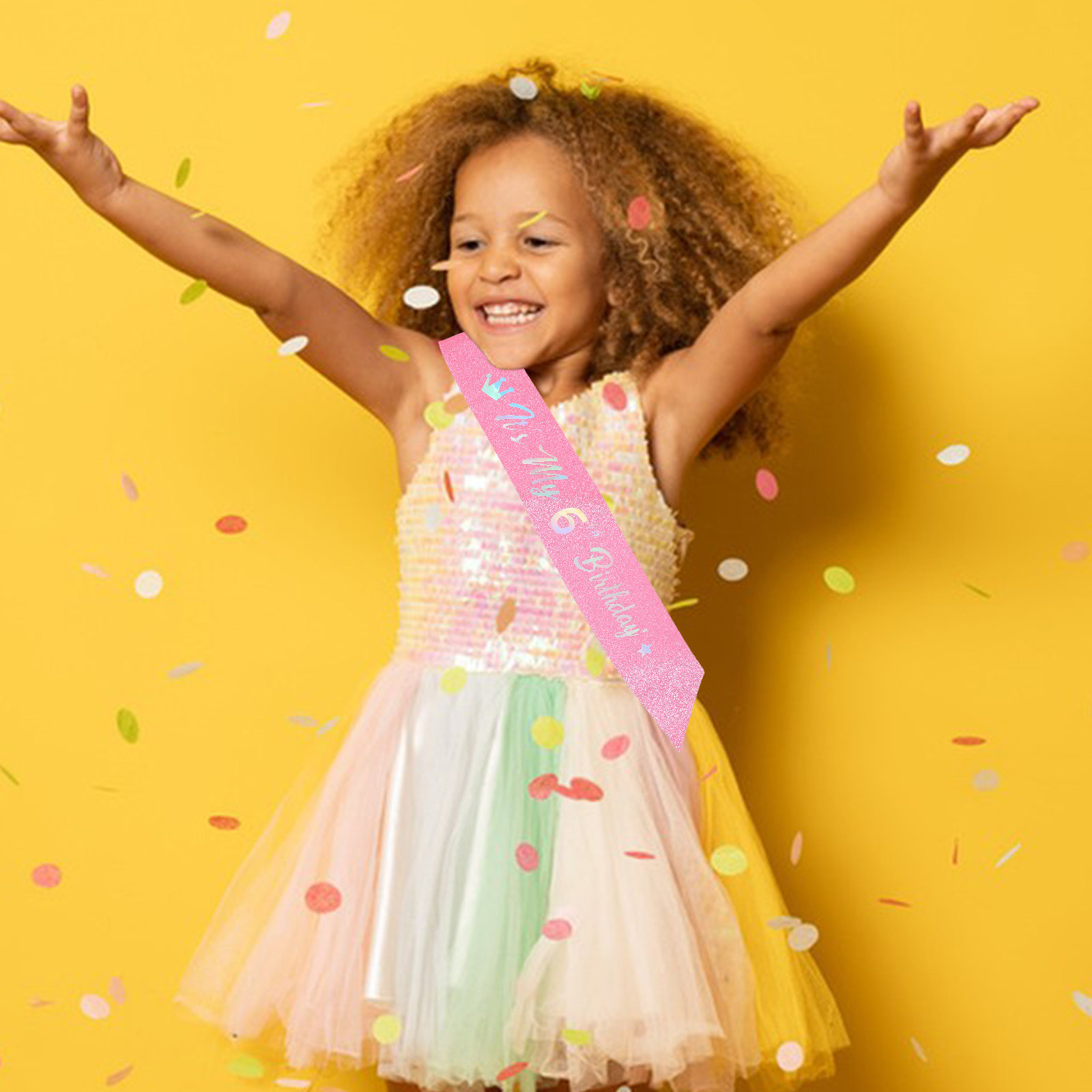 Birthday Sash Glitter - 5 stuks roze glitter 'Happy Birthday'-sjaal,