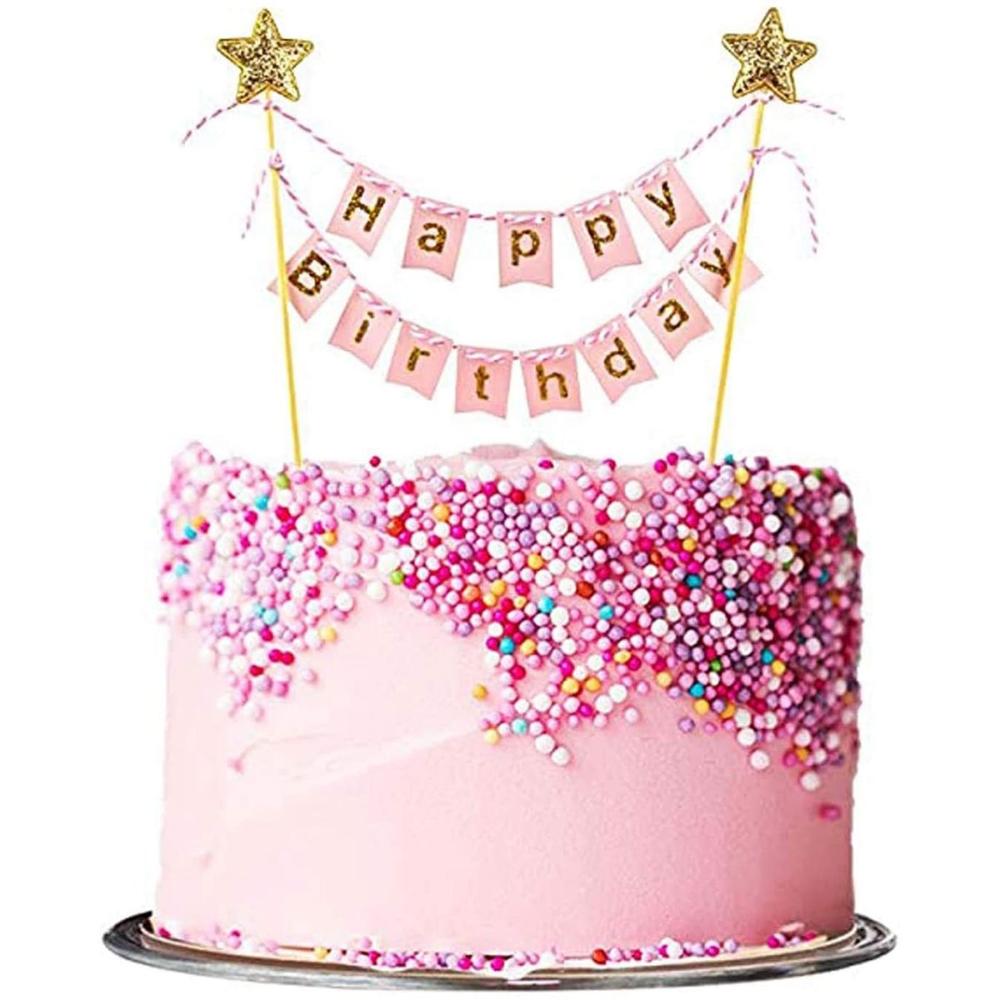 Happy Birthday Cake Vlaggen Di - Party Banner Gold recensie en prijs